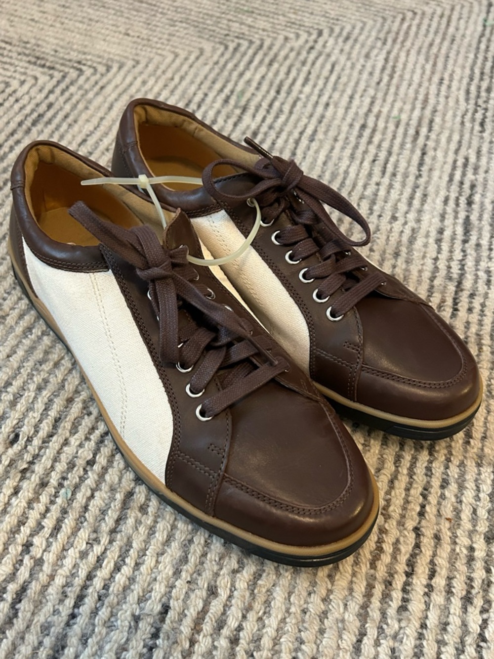 Cole Haan Men's Brown and White Leather Lace Up Casual Sneakers 9 M